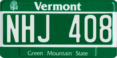 VT license plate NHJ408