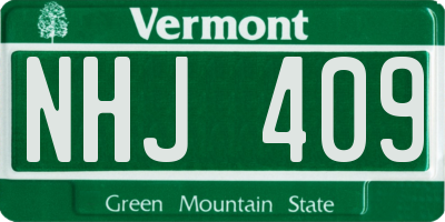 VT license plate NHJ409