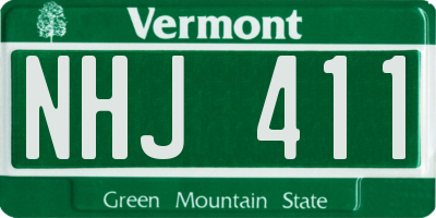 VT license plate NHJ411