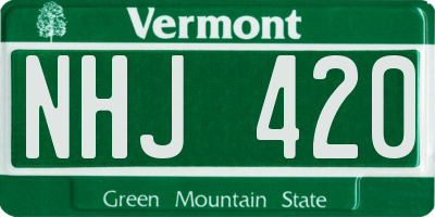 VT license plate NHJ420