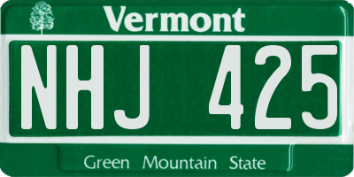 VT license plate NHJ425