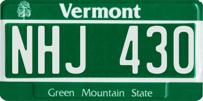 VT license plate NHJ430
