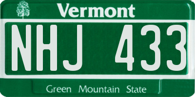 VT license plate NHJ433