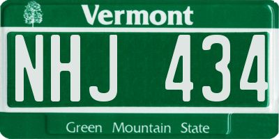 VT license plate NHJ434