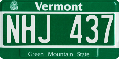VT license plate NHJ437