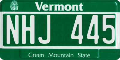 VT license plate NHJ445