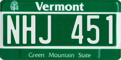 VT license plate NHJ451