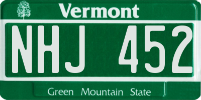 VT license plate NHJ452