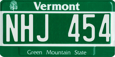 VT license plate NHJ454