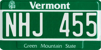 VT license plate NHJ455