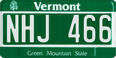 VT license plate NHJ466