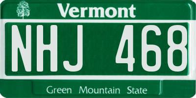 VT license plate NHJ468