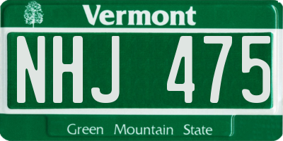 VT license plate NHJ475