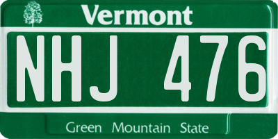 VT license plate NHJ476