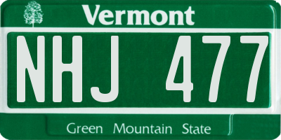 VT license plate NHJ477