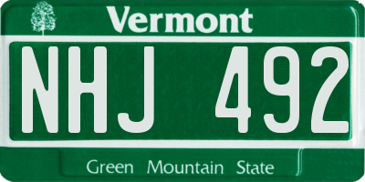 VT license plate NHJ492