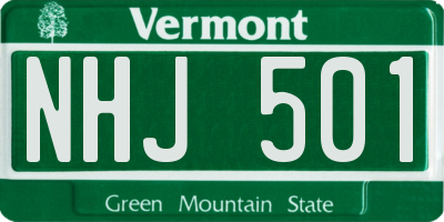 VT license plate NHJ501