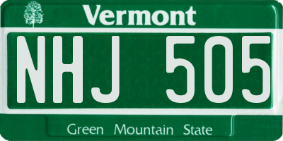 VT license plate NHJ505