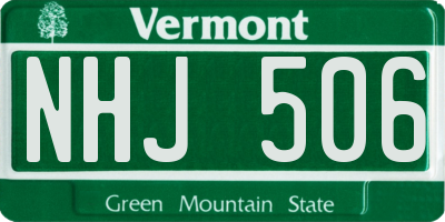 VT license plate NHJ506