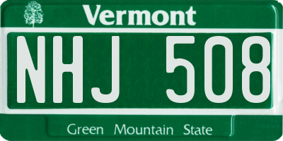 VT license plate NHJ508