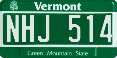 VT license plate NHJ514