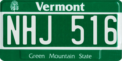 VT license plate NHJ516