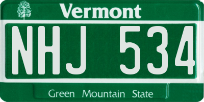 VT license plate NHJ534