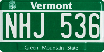 VT license plate NHJ536