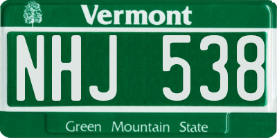 VT license plate NHJ538