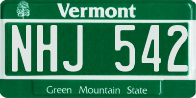 VT license plate NHJ542