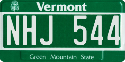 VT license plate NHJ544