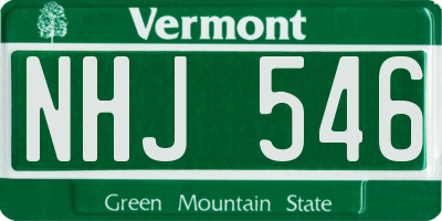 VT license plate NHJ546