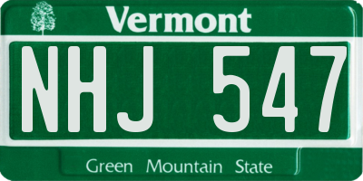 VT license plate NHJ547