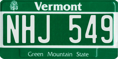 VT license plate NHJ549
