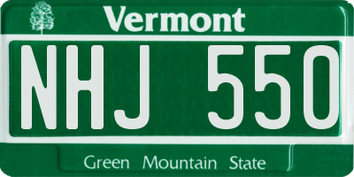 VT license plate NHJ550