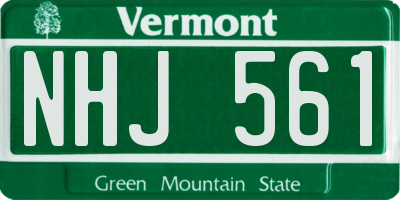 VT license plate NHJ561