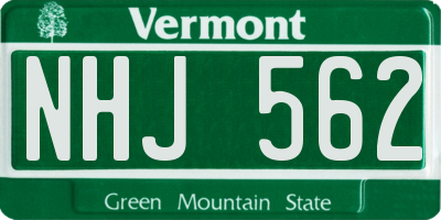 VT license plate NHJ562