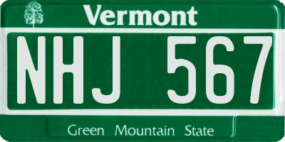 VT license plate NHJ567