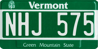 VT license plate NHJ575