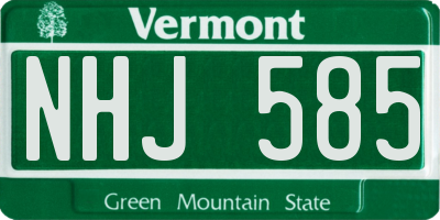 VT license plate NHJ585