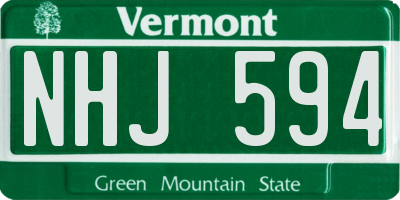 VT license plate NHJ594