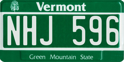 VT license plate NHJ596