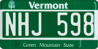 VT license plate NHJ598