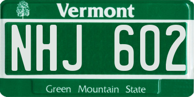 VT license plate NHJ602