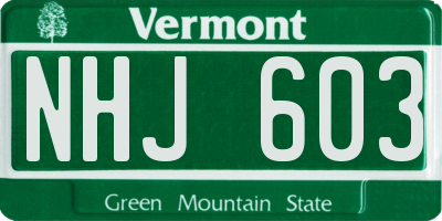 VT license plate NHJ603