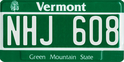 VT license plate NHJ608