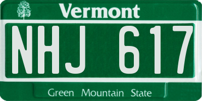 VT license plate NHJ617