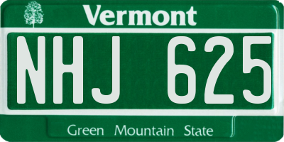 VT license plate NHJ625