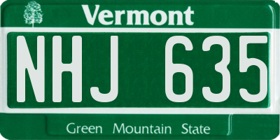 VT license plate NHJ635