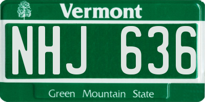 VT license plate NHJ636